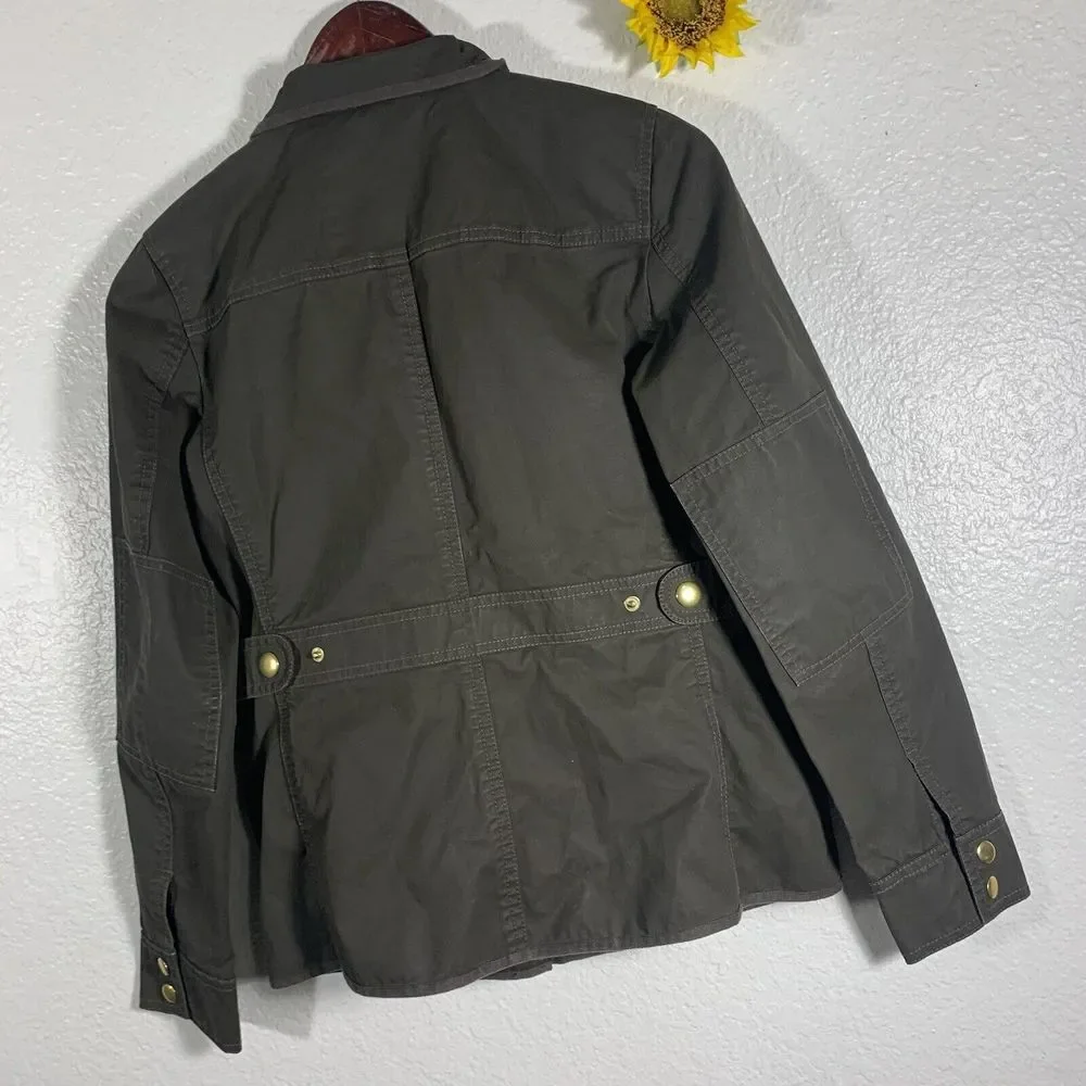 J. Crew Resin Coated Twill Field Olive Green Jacket XS Women’s